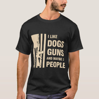 Camiseta Amante de Cães Eu Gosto de Cães Armas E Talvez 3