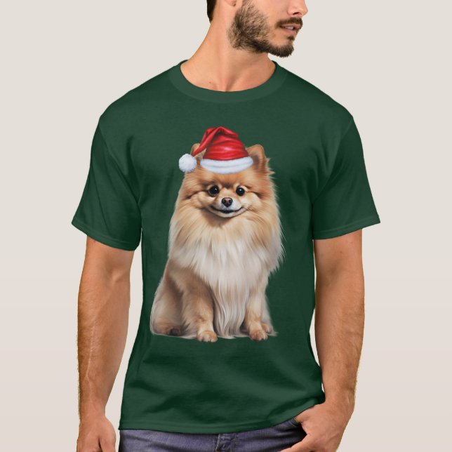 Camiseta Amante de cães Pomerânia Natal engraçado (Frente)