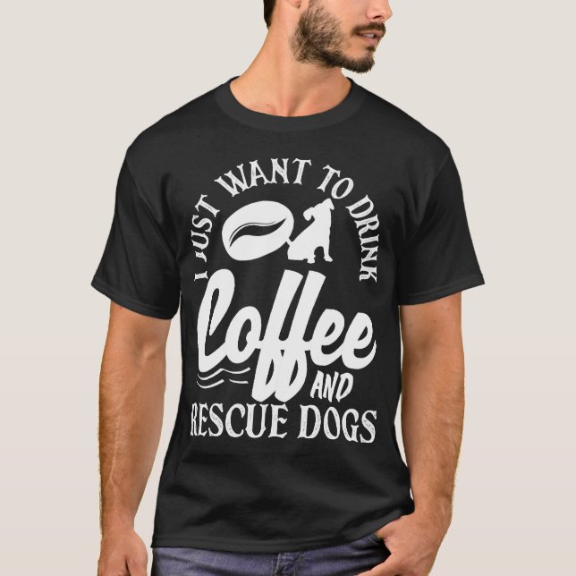 Camiseta Amante de Café Beba Café Resgate Cães (Frente)