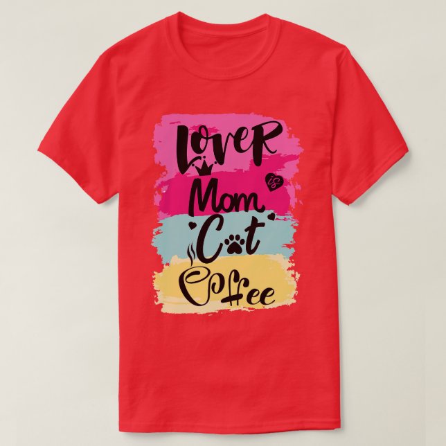 Camiseta Amante de café da mãe de gato19 (Frente do Design)