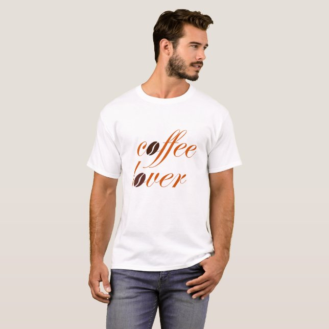 Camiseta Amante de café. Feijão. Design de texto (Frente Completa)