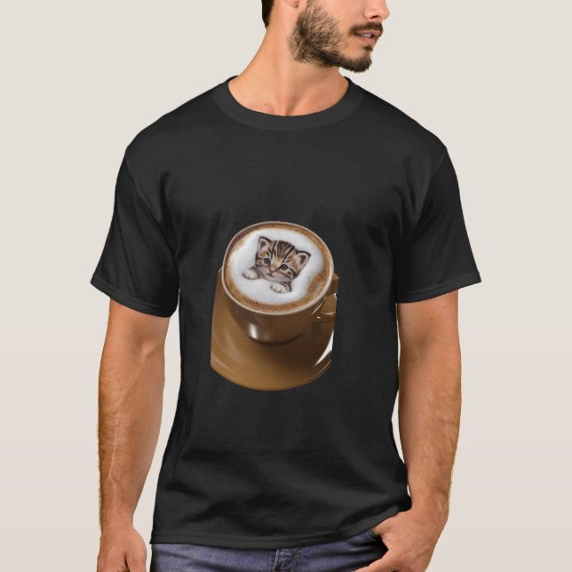 Camiseta amante de café que ama gatos gatinho e arte de gat (Frente)