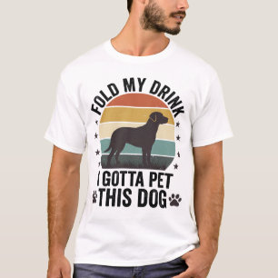 Camiseta Amante de Cão Engraçado Vintage Dobre Minha Bebida
