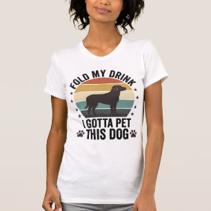 Camiseta Amante de Cão Engraçado Vintage Dobre Minha Bebida
