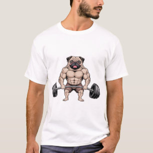 Camiseta Amante de Cão Pug Musculoso Levantamento de Peso K