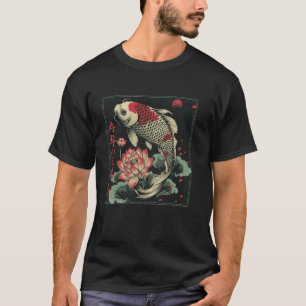 Camiseta Amante de Carpas de Lago Pet Arte Japonês Flor Koi