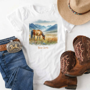 Camiseta Amante de Cavalo Aquarela Meninas