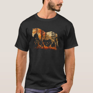 Camiseta Amante de Cavalo Fofo Folhas de Outono Pônei Anima