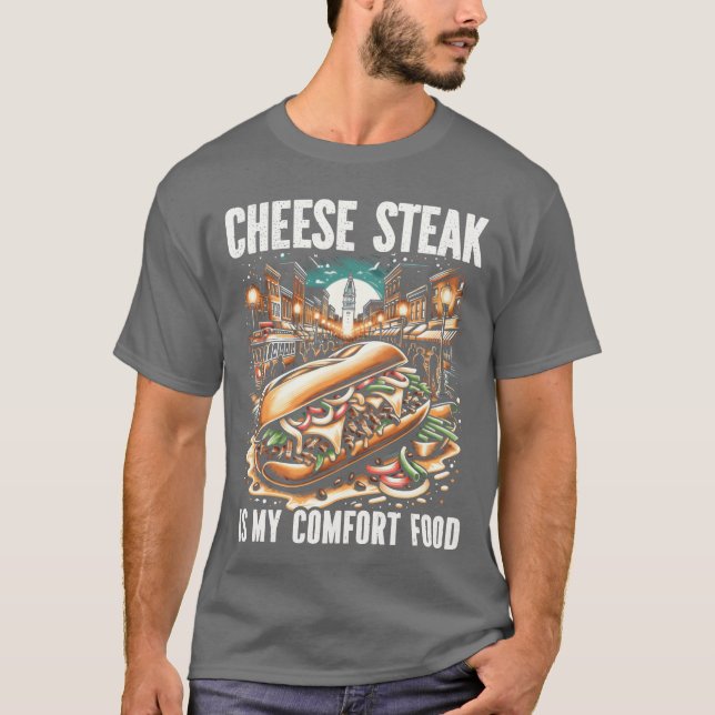 Camiseta Amante de Comida de Bife com Queijo Sanduíche Amer (Frente)