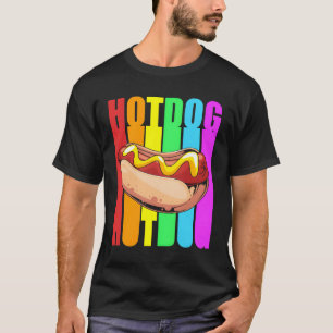 Camiseta Amante de Comida de Cachorro-Quente Retro Hotdog e