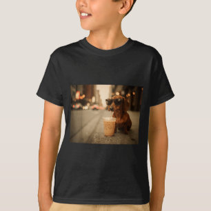 Camiseta Amante de dachshund engraçado bebendo humor de caf