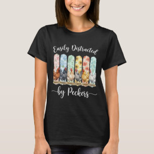 Camiseta Amante de Frango Fofo Fácilmente Distraído Por Bic