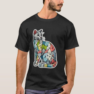 Camiseta Amante de Gatinho Colorido Geometria Fofo Estilo M