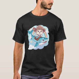 Camiseta Amante de Gatinho de Cores Arco-Íris de Tubarão Me