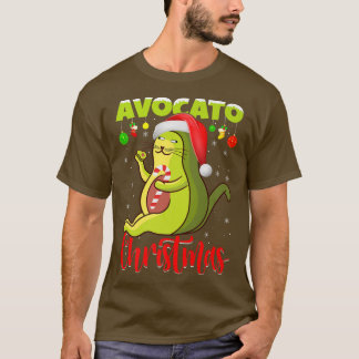 Camiseta Amante de Gato Avocato Luzes de Natal Papai Noel A