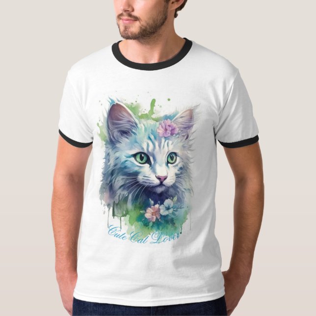 Camiseta Amante de gato bonito (Frente)