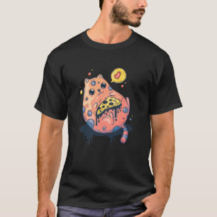 Camiseta Amante de Gato de Pizza Arte de Comida Divertida e