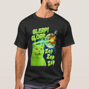 Camiseta Amante de Gato Gato Alien Meme Engraçado Humor Gle