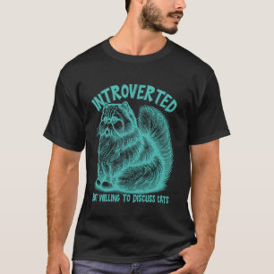 Camiseta Amante de Gato Introvertido Engraçado Fofo Aqua Ga