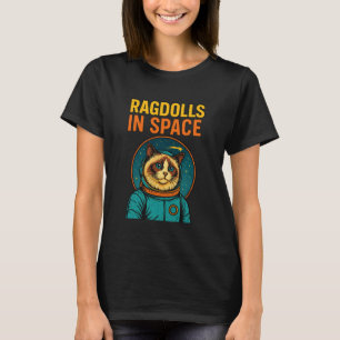 Camiseta Amante de Gato Ragdoll Engraçado Astronauta Espaci