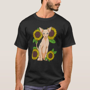 Camiseta Amante de Gato Sphynx Girassol Floral