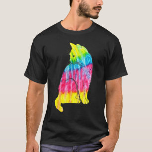 Camiseta Amante de Gato Tie Dye Felino Psicodélico Abstrato