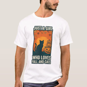 Camiseta Amante De Gatos Apenas Uma Garota Que Ama Outono E