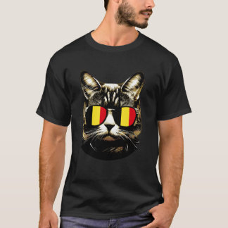 Camiseta Amante de Gatos Bélgica Bandeira Belga Gato Patrio