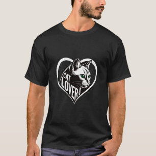 Camiseta Amante de Gatos Coração Desenho Felino Fofo Dono d