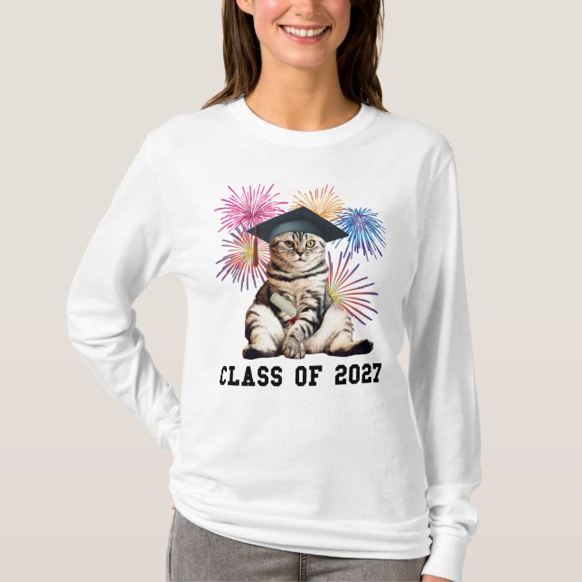 Camiseta Amante de Gatos da Turma de 2027 (Frente)