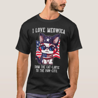 Camiseta Amante de gatos de 4 de julho, eu amo Meowica Patr