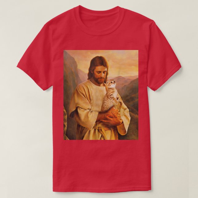 Camiseta amante de gatos e jesus (Frente do Design)