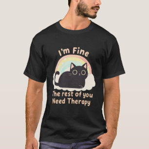 Camiseta Amante de Gatos Engraçado Estou Bem O Resto de Voc