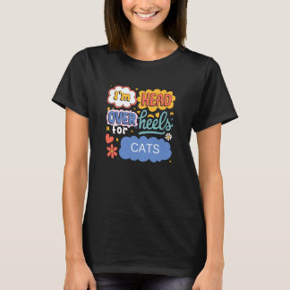 Camiseta Amante de Gatos Engraçados Design de Arte Pop Retr