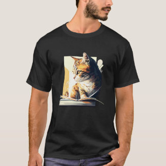 Camiseta Amante de Gatos Leitora de Livros Amante de Gatos 