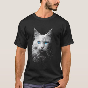 Camiseta Amante de Gatos Olhos Azuis Gato Gatito Animal Fel