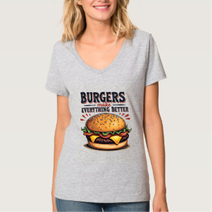 Camiseta Amante de Hambúrguer Retrô Tipografia Vintage Arte