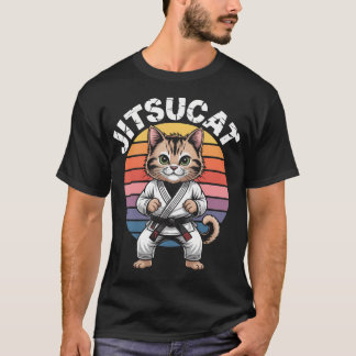 Camiseta Amante de Jiu Jitsu Gato Engraçado Artes Marciais