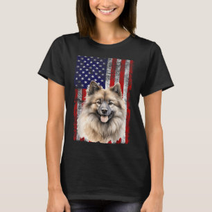 Camiseta Amante de Keeshond Cão Bandeira dos EUA 4 de Julho