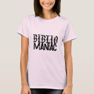 Camiseta Amante de Livros BiblioManiaco em Fontes Divertida