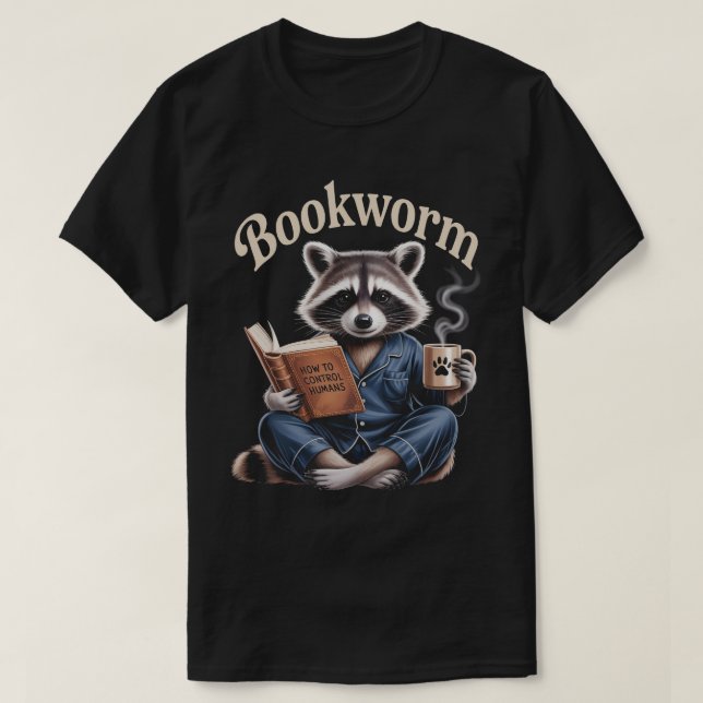 Camiseta Amante de livros de café de guaxinim | Minhoca de  (Frente do Design)
