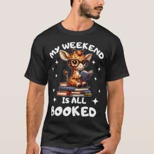 Camiseta Amante de Livros Girafa Entusiasta Meu Fim de Sema