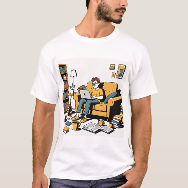 Camiseta Amante de Livros no Sofá (Frente)