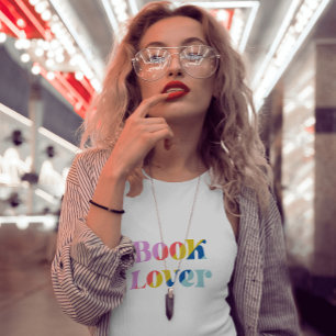 Camiseta Amante de livros tipografia retrô colorida moderna