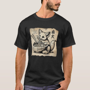 Camiseta Amante de Macarrão de Raposa Fennec da Arte da Cav
