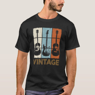 Camiseta Amante de Música Retro de Guitarra Antiga