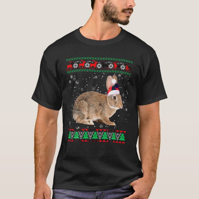 Camiseta Amante de os animais Coelhinho Xmas Correspondendo (Frente)
