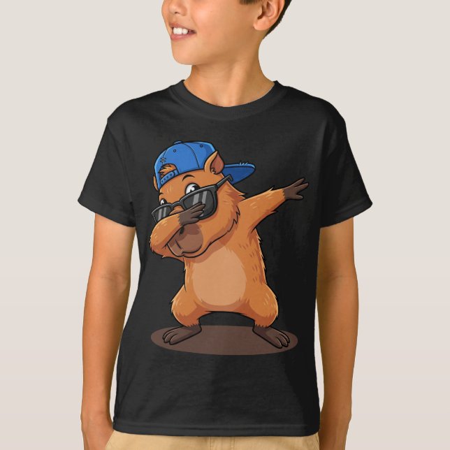 Camiseta Amante de os animais Cute Dabbing Capybara (Frente)