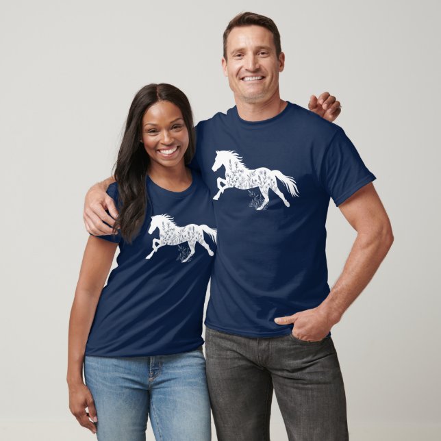 Camiseta Amante de os animais de Cavalo Floral (Unissex)