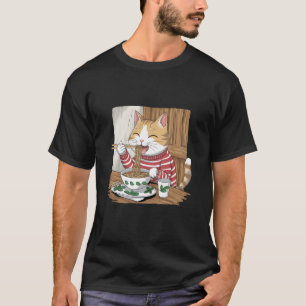 Camiseta Amante de os animais de Gato Japonês Ramen Noodle 